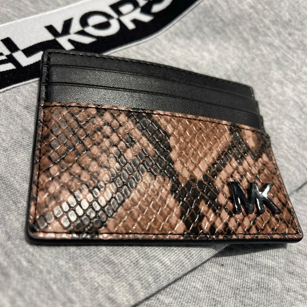 MICHAEL KORS Cyrus Snake Embossed Tall Card Case
Driftwood 
NWT - Picture 9 of 16